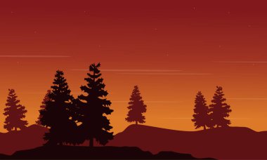 Ladin hill manzara üzerinde vektör çizim