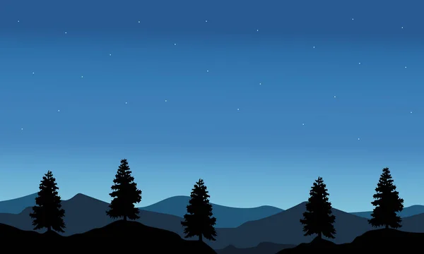 Mavi gökyüzü manzara ağacıyla silüeti — Stok Vektör