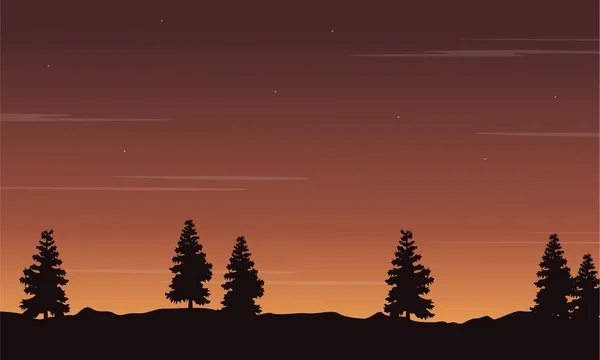 Silhouette de l'arbre au coucher du soleil — Image vectorielle