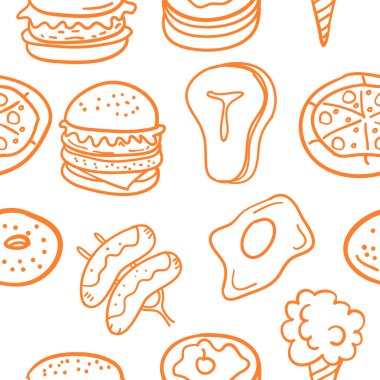 Çeşitli karalamalar gıda illüstrasyon vektör