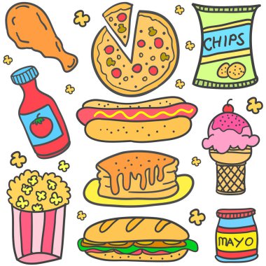 Gıda Doodles çeşitli öğe