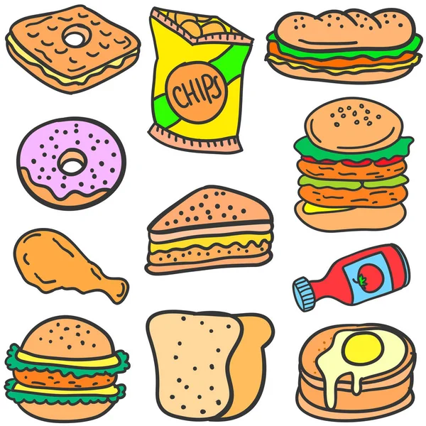 Zestaw stylu żywności doodles — Wektor stockowy