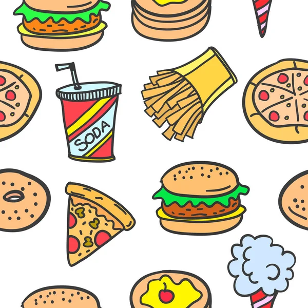 Coleção estoque de doodles estilo fast food —  Vetores de Stock