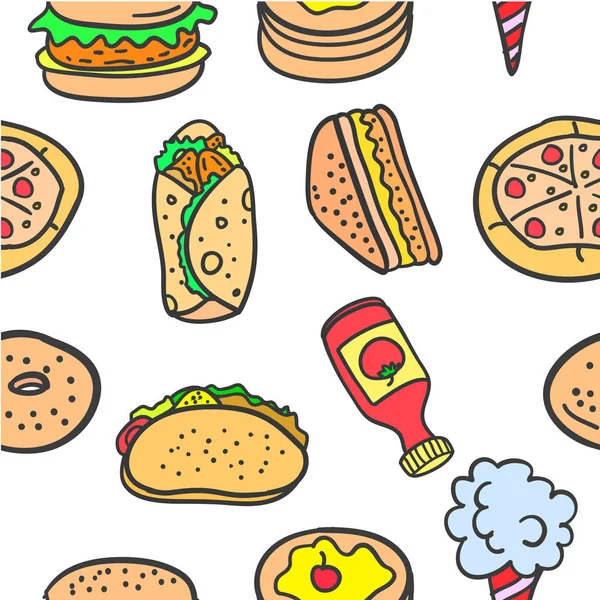 Wektor sztuki żywności różnych doodli — Wektor stockowy