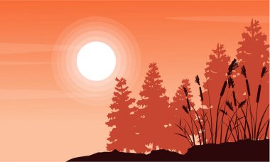 Kaba ot ve Ladin manzara siluet