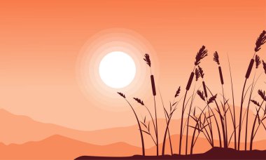 Dağ arka plan landsacpe kaba çim silüeti