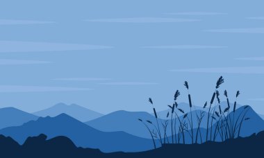 Çöl çim manzara ile silüeti