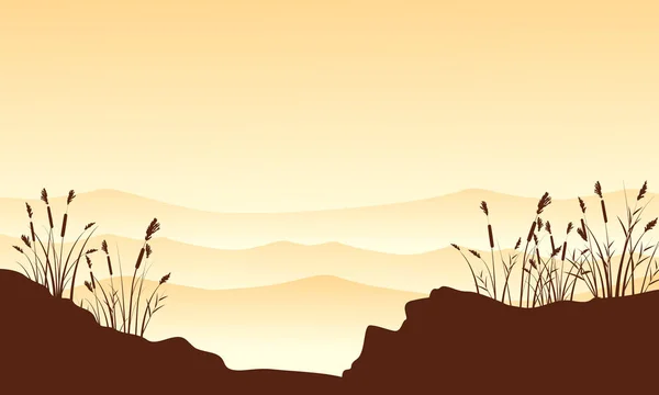 沙漠与课程草地景观的剪影 — 图库矢量图片