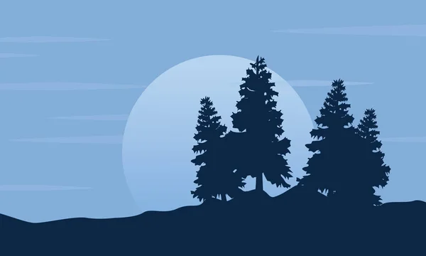 Silueta de árbol con paisaje lunar — Vector de stock
