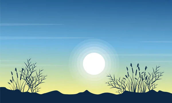 Belleza paisaje colina por la mañana — Vector de stock