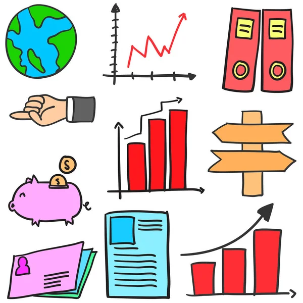 Objeto negócio vário de rabiscos —  Vetores de Stock