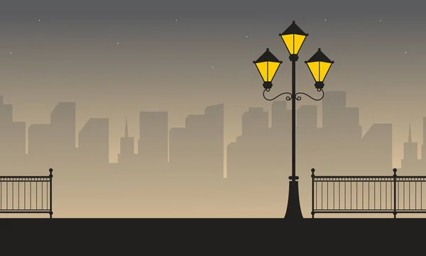 Вулична лампа з будівельними пейзажами — стоковий вектор