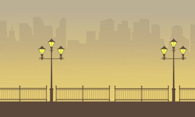 Çit sokak lambası güzellik manzara ile silüeti