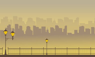 Kasaba sahne sarı zemin üzerine silüeti