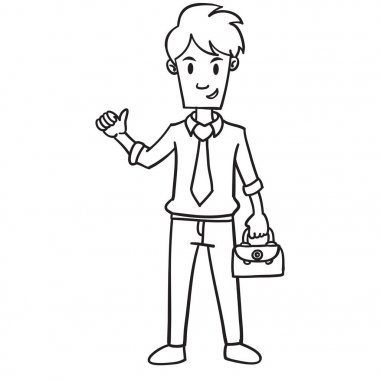 İşadamı çanta karakter el ile çizmek