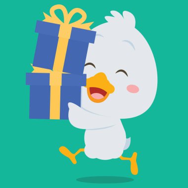 Karakter kuğu hediye illüstrasyon ile