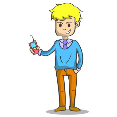 Telefon karakter stili ile işadamı