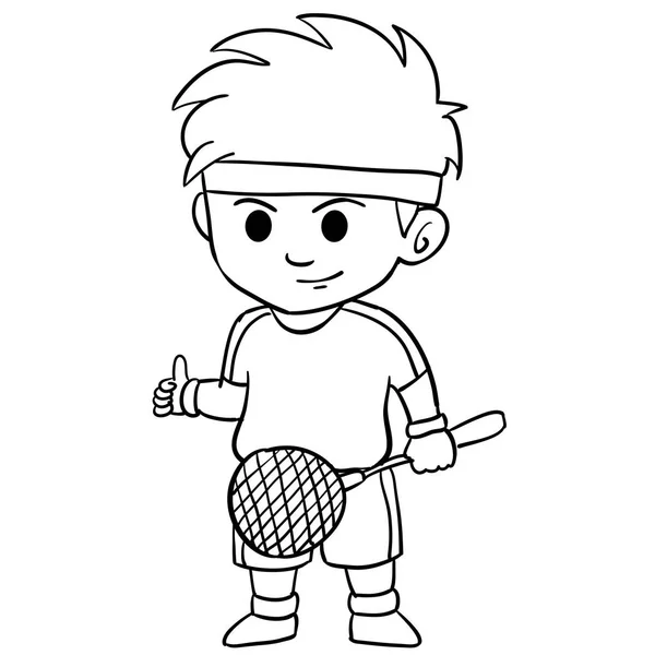 Crianças jogando badminton estilo personagem — Vetor de Stock