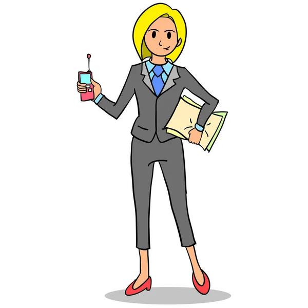 İş kadın karikatür karakter — Stok Vektör