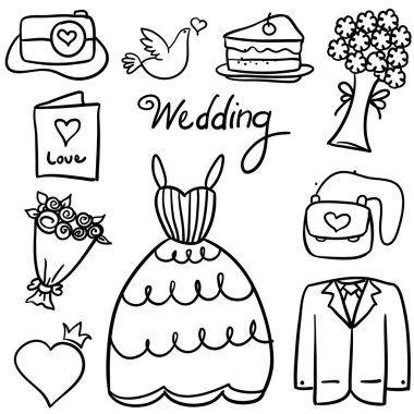 Doodle düğün stil tasarım