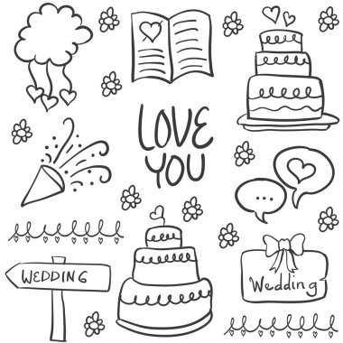 Düğün öğe tarzı topluluğu doodles