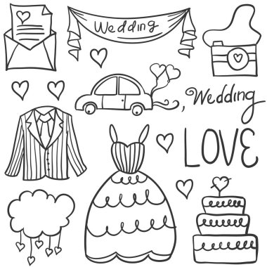 Düğün unsuru çeşitli doodle