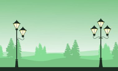 Siluet peyzaj Bahçe sokak lambası ile