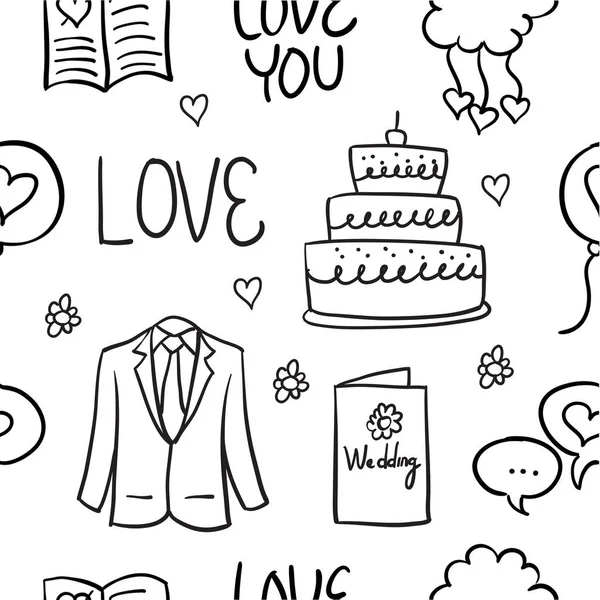 Doodle von Hochzeit Stil Illustration — Stockvektor