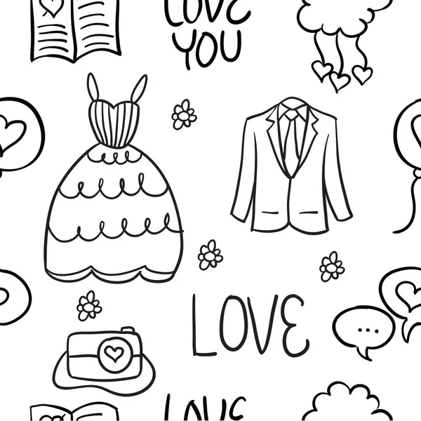 Illustration of wedding element doodles — Stock Vector