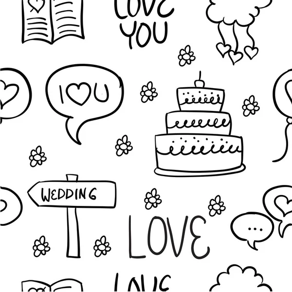 Collection stock of wedding hand draw doodles — Stock Vector