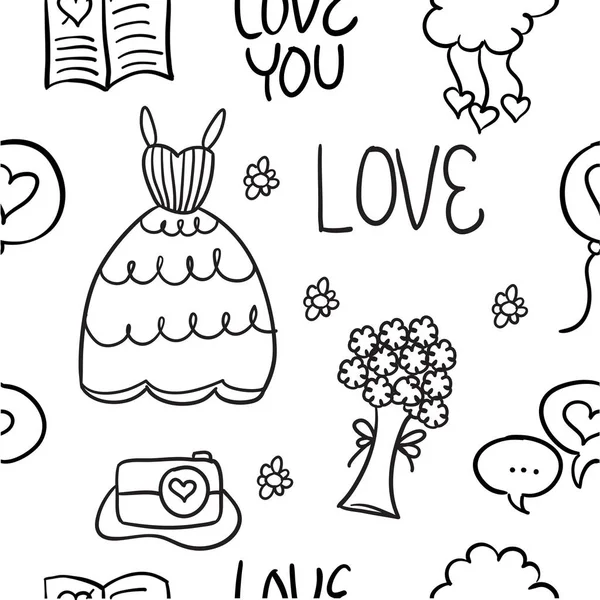 Collection stock of wedding element doodles — Stock Vector