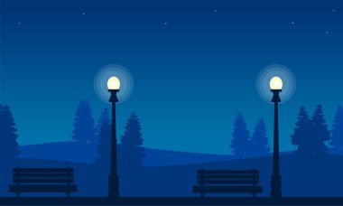 Peyzaj Bahçe siluetleri üzerinde sokak lambası