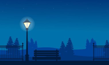 Çit ve sokak lambası manzara siluet