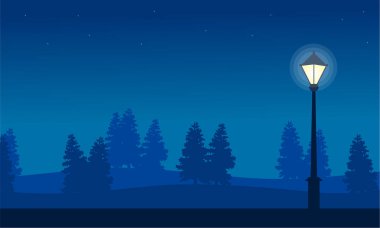 Bahçe ağaç peyzaj ile silüeti