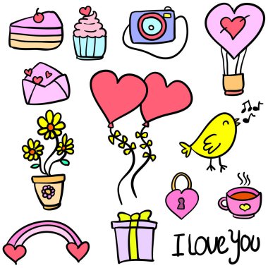 Düğün parti unsuru doodle