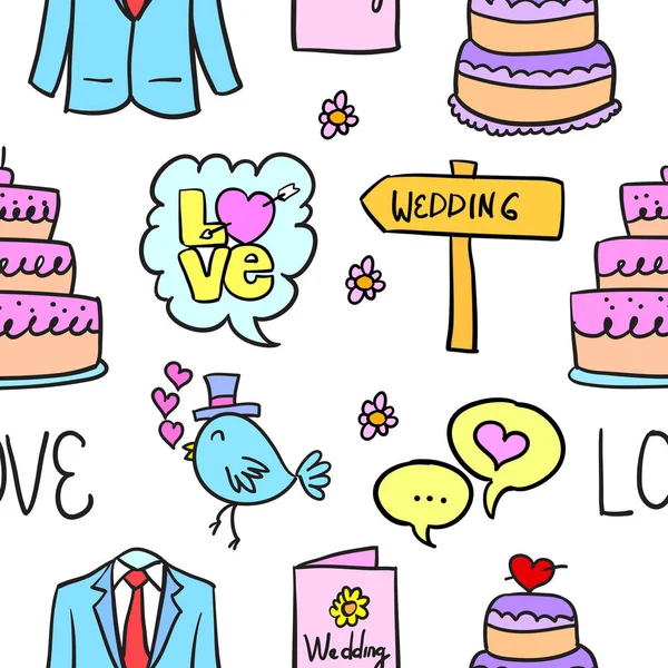 Εικονογράφηση διάνυσμα doodles στυλ γάμου — Διανυσματικό Αρχείο