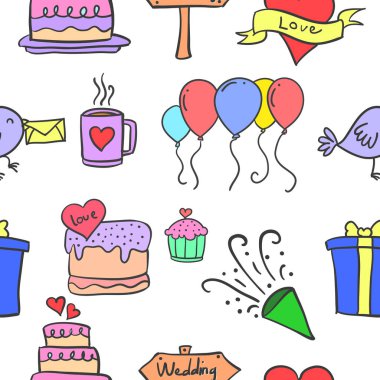 Düğün nesne topluluğu doodle