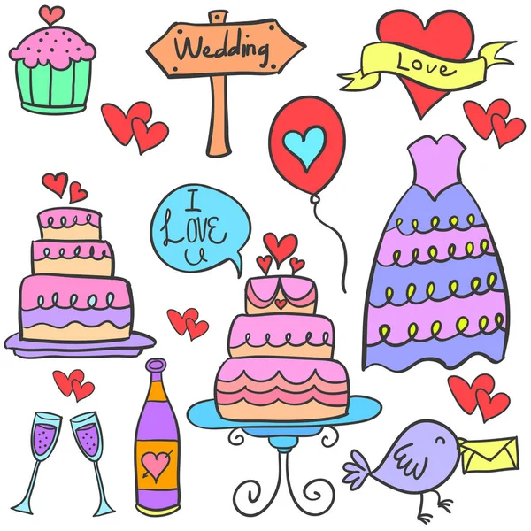 Doodle de estilo de elemento de boda — Vector de stock