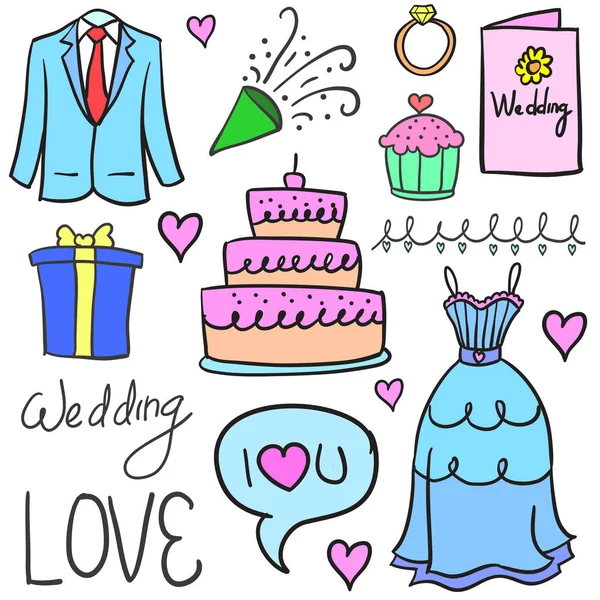 Düğün parti nesnesinin Doodle — Stok Vektör
