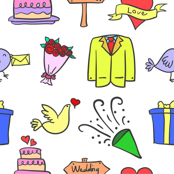 Illustration Vektor der Hochzeit Element Doodles — Stockvektor