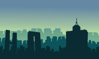 Mexico city sahne gündoğumu, silüeti