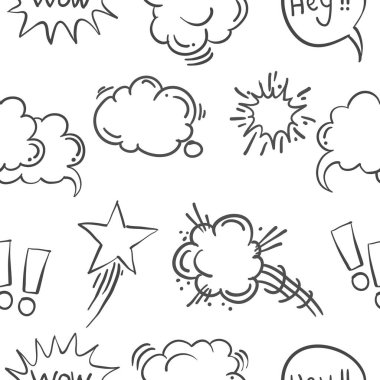 Metin balon el çizmek doodle desen stili