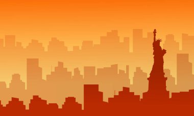 Gün batımında bina ile özgürlük silüeti