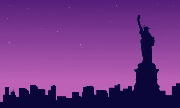 Bij nacht liberty landschap silhouetten — Stockvector