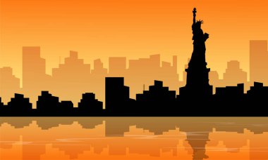 Özgürlük heykeli sahne siluet