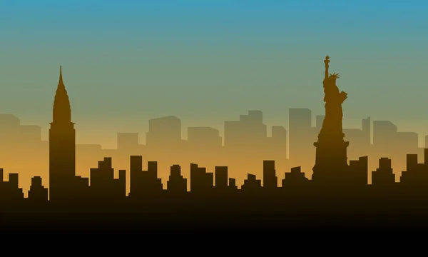 Landschaft der USA Gebäude Silhouetten — Stockvektor