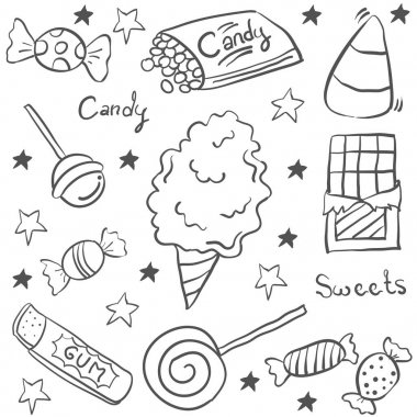 Tatlı şeker kroki doodle stili