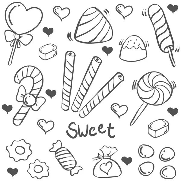 Doodle de caramelo dulce mano dibujar — Archivo Imágenes Vectoriales