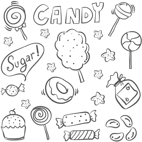 Doodle de caramelo dulce boceto mano dibujar — Vector de stock