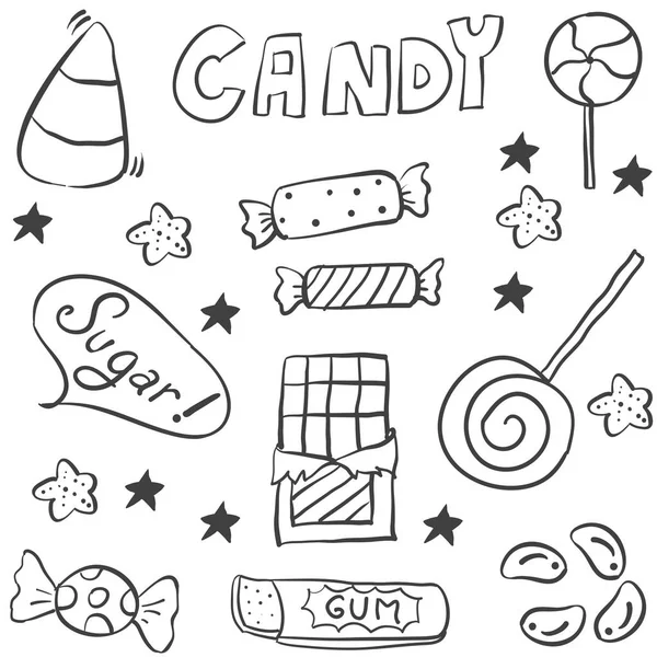 Dulce caramelo mano dibujar doodle estilo — Archivo Imágenes Vectoriales